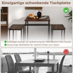 Bartisch mit Barhocker Set Küchentisch in Thekenhöhe Esstisch mit 2 Stühlen Rustikales Braun