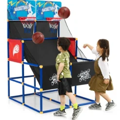 Basketball-Arcade-Spiel für Kinder Basketballständer mit 2 Körben 90 x 90 x 140 cm