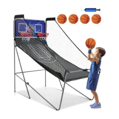 Basketballautomat Klappbares Basketball-Arcade-Spiel mit 2 Körben Blau