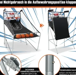 Basketballautomat Klappbares Basketball-Arcade-Spiel mit 2 Körben Weiß