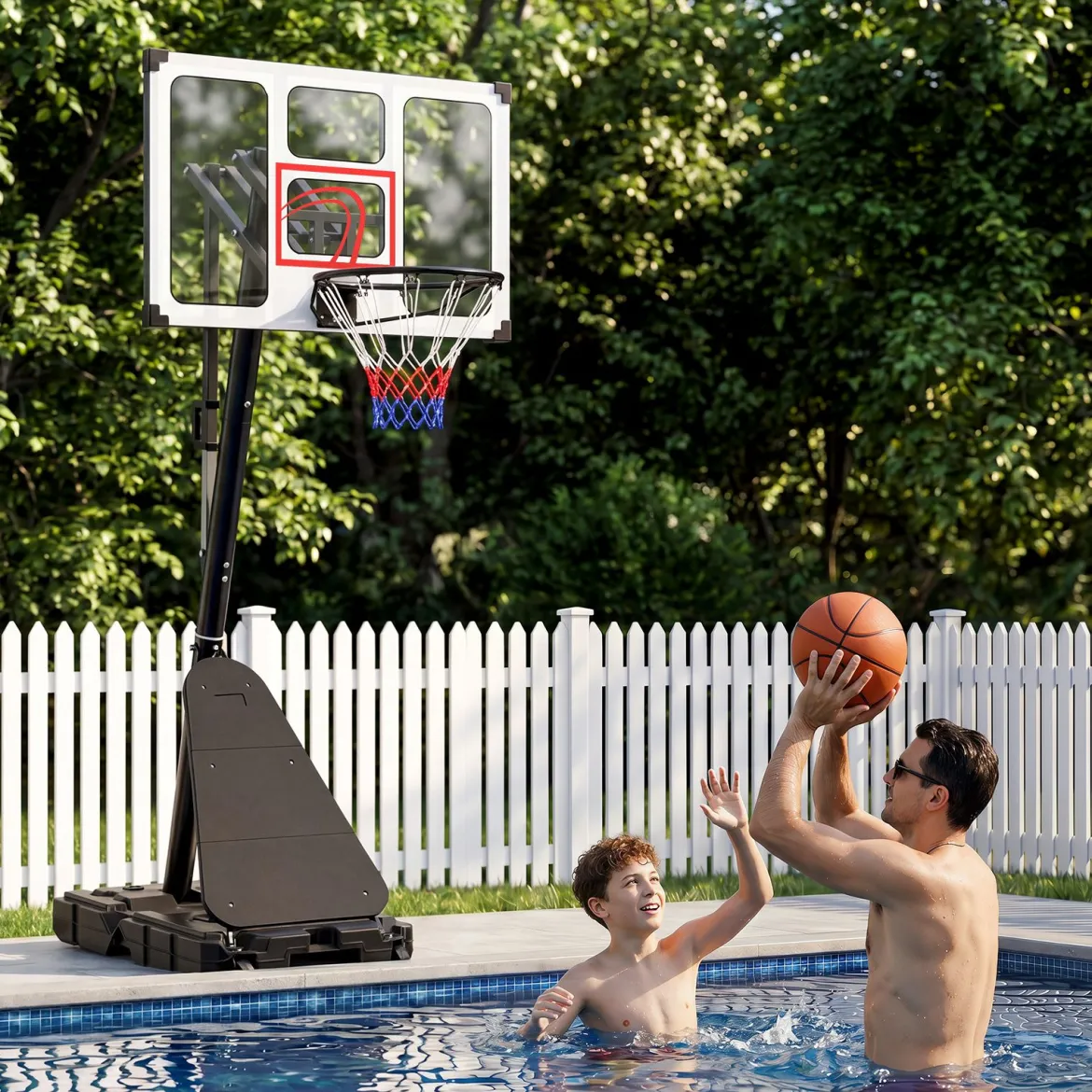Basketballkorb mit Rollen 150-305 cm Höhenverstellbarer Basketballständer mit PC-Rückwand