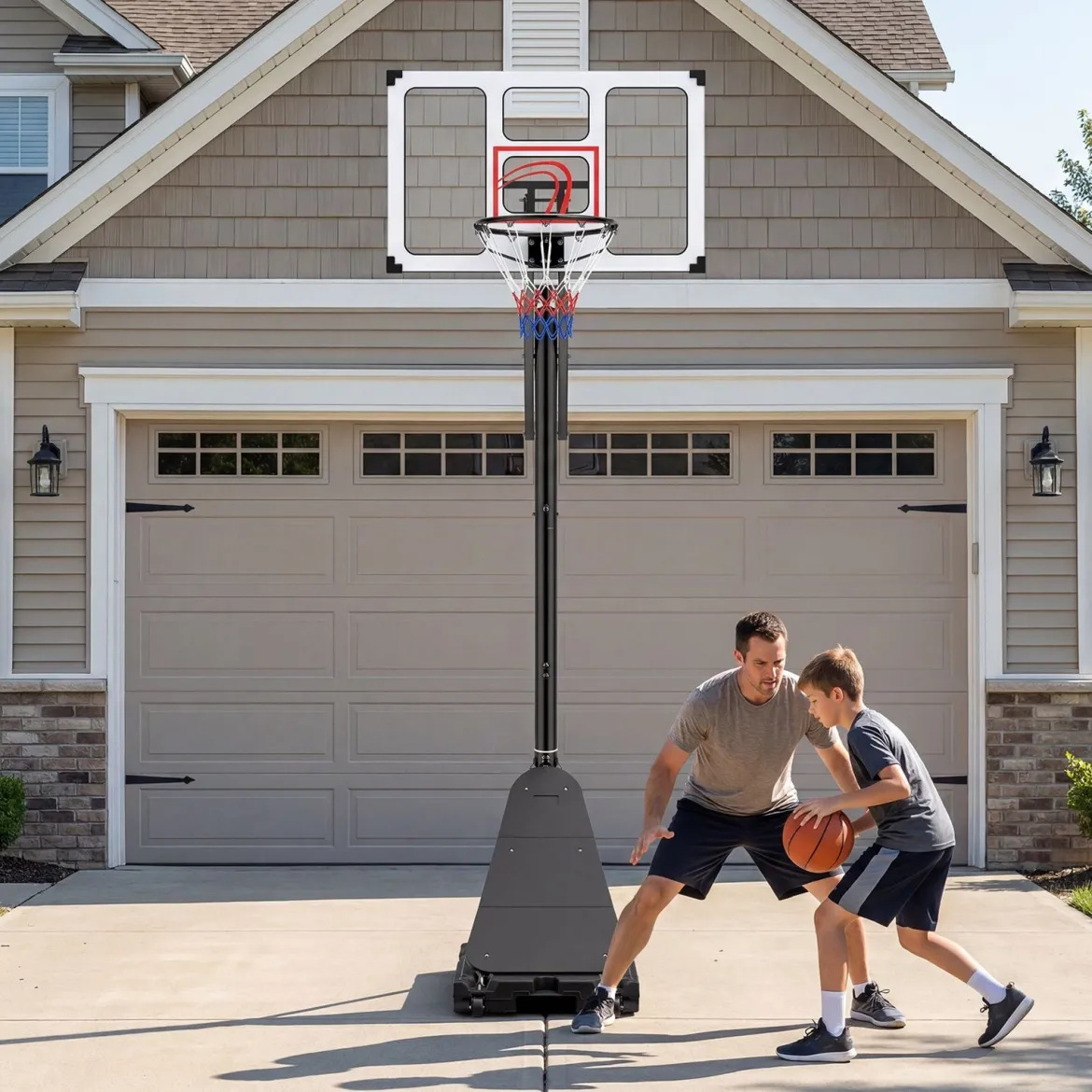 Basketballkorb mit Rollen 150-305 cm Höhenverstellbarer Basketballständer mit PC-Rückwand