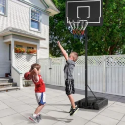 Basketballkorb Outdoor Basketballständer 210-260 cm höhenverstellbar auf Rädern Schwarz