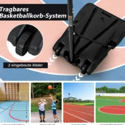 Basketballkorb Outdoor tragbarer Basketballständer 260-305cm höhenverstelbar Schwarz