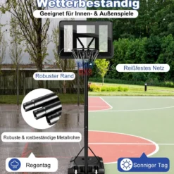 Basketballständer 245-305 cm Höhenverstellbar Basketballkorb mit Ständer Schwarz