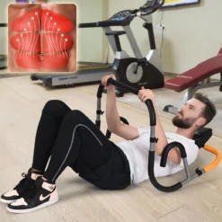 Bauchtrainer Bauchmuskeltrainer AB Trainer Roller mit Kissen für Crunches und Liegestütze