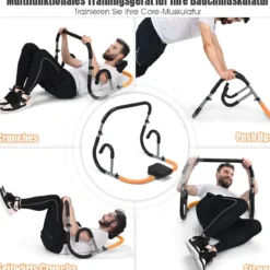 Bauchtrainer Bauchmuskeltrainer AB Trainer Roller mit Kissen für Crunches und Liegestütze