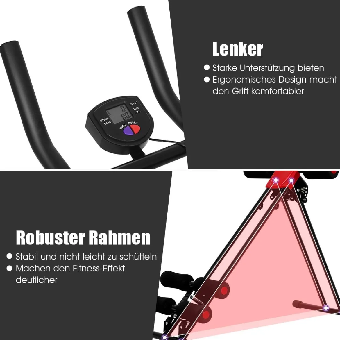 Bauchtrainer Rückentrainer AB Bauchmuskeltrainer klappbar Heimtrainer mit LCD-Display