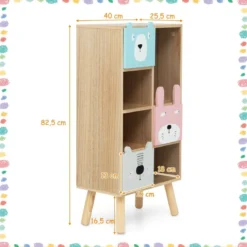 Bücherregal für Kinder Kinderzimmerschrank mit 3 Schubladen aus Holz 40 x 25,5 x 82,5 cm Natur