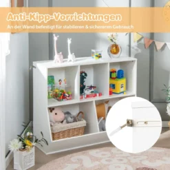 Bücherregal für Kinder mit 5 Würfelfächern Kinderregal aus Holz mit Kippsicherungen Weiß