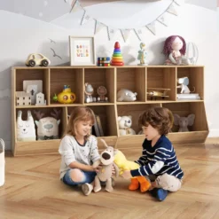 Bücherregal für Kinder mit 5 Würfelfächern Kinderregal aus Holz mit Kippsicherungen Natur