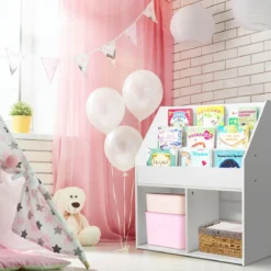 Bücherregal Kinderregal Spielzeugkiste mit 3 Fächern Weiß Holz 73 x 30 x 80 cm