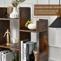 Bücherregal mit 13 Ablagen Standregal Ecke Büroregal freistehend Aktenregal 86 x 23,5 x 140,5 cm Rustikales Braun