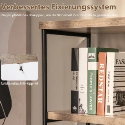 Bücherregal mit 5 Ebenen & Metallrahmen & Industrie-Design Standregal Büroregal Grau