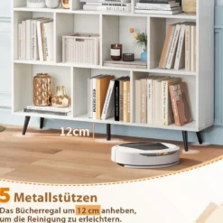 Bücherregal mit Fächern Standregal mit 3 Ebenen & Holzbeine Würfelregal Büroregal 120 cm