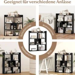 Bücherregal mit 7 Würfeln Standregal Würfelregal Aufbewahrungsregal 80 x 20 x 90 cm