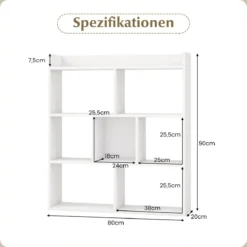 Bücherregal mit 7 Würfeln Standregal Würfelregal Aufbewahrungsregal 80 x 20 x 90 cm