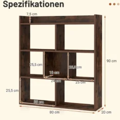 Bücherregal mit 7 Würfeln Standregal Würfelregal Aufbewahrungsregal 80 x 20 x 90 cm
