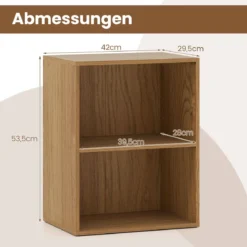 Bücherregal 2-stöckiges Regal offenes Aufbewahrungsregal aus Holz Natur 42 x 29,5 x 53,5 cm