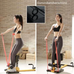 Beintrainer 8-in-1 Multifunktionaler Kniebeugentrainer Trainingsgerät für Liegestütze Bauchmuskel Gelb und Schwarz