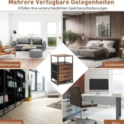 Beistelltisch Aufbewahrungsschrank mit 2 Schubladen und Ablage aus Holz für Wohnzimmer 45x40x70cm