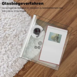 Beistelltisch Glas Nachttisch U-förmig transparenter Glastisch quadratisch 45 x 45 x 41 cm