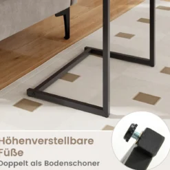 Beistelltisch Holz Metall Laptoptisch C-förmig Sofatisch 55 x 36 x 67 cm Schwarz + Braun