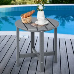 Beistelltisch Kleiner Gartentisch aus UV-beständigem Kunststoff Schwarz/Teak/Grau/Weiß