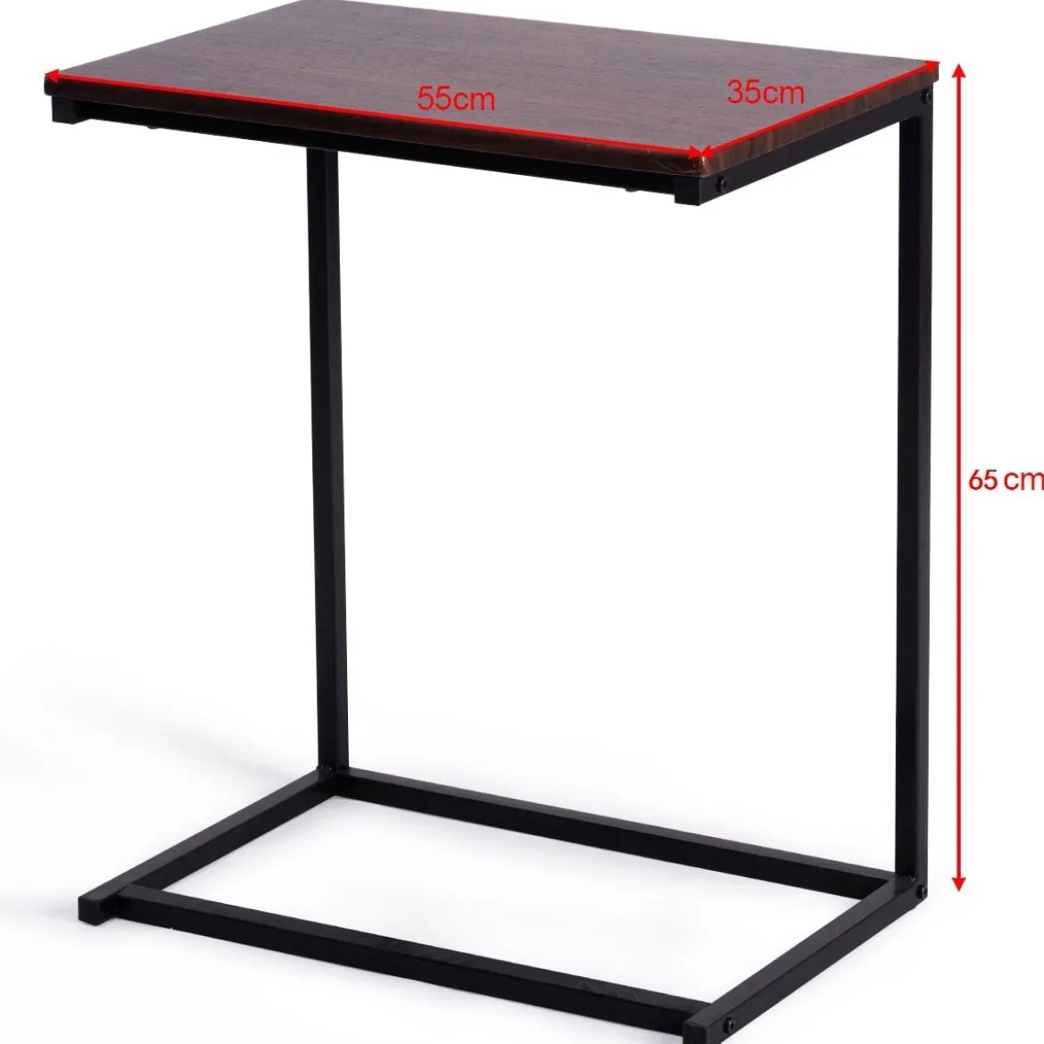 Beistelltisch Laptoptisch Computertisch PC Tisch Seitentisch Metall + Holz 55 x 35 x 65 cm Kaffee