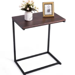 Beistelltisch Laptoptisch Computertisch PC Tisch Seitentisch Metall + Holz 55 x 35 x 65 cm Kaffee