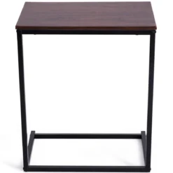 Beistelltisch Laptoptisch Computertisch PC Tisch Seitentisch Metall + Holz 55 x 35 x 65 cm Kaffee