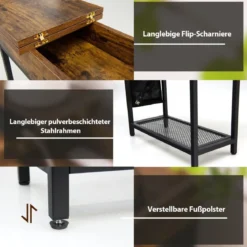 Beistelltisch mit Ladestation Schmaler Couchtisch 60 x 30 x 58,5 cm Braun