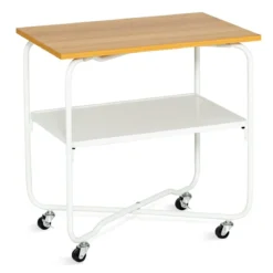 Beistelltisch mit Rollen & Holzablage & Metallrahmen Servierwagen 60 x 40 x 61 cm
