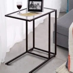 Beistelltisch Nachttisch Couchtisch Kaffeetisch Balkontisch Glastisch Metall + Hartglas