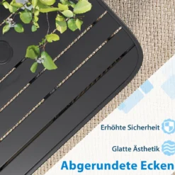 Beistelltisch Outdoor wetterfest Rattan Gartentisch mit Schirmloch kleiner Balkontisch Kaffeetisch für Garten 56 x 56 x 49 cm
