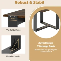Beistelltisch quadratischer Tisch industrieller Nachttisch für kleine Räume Sofatisch für Wohnzimmer Braun