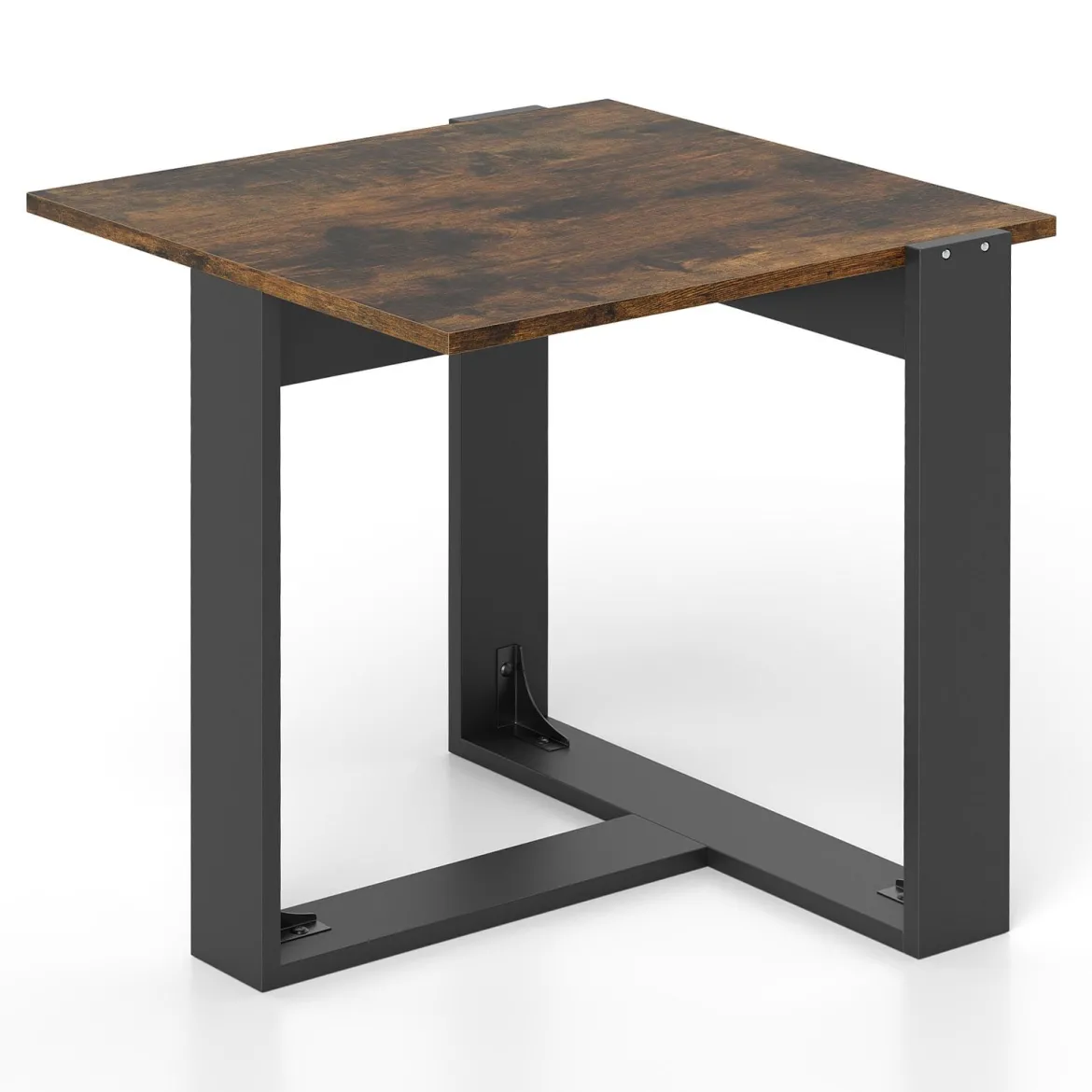 Beistelltisch quadratischer Tisch industrieller Nachttisch für kleine Räume Sofatisch für Wohnzimmer Braun