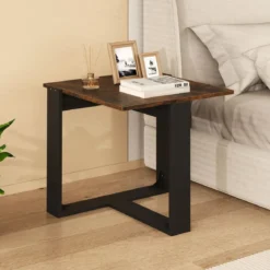 Beistelltisch quadratischer Tisch industrieller Nachttisch für kleine Räume Sofatisch für Wohnzimmer Braun