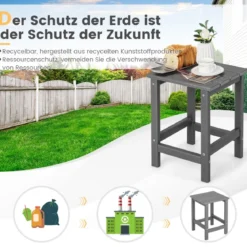 Beistelltisch Witterungsbeständiger HDPE Adirondack Tisch 36 x 36 x 47 cm Schwarz/Braun/Grau/Weiß