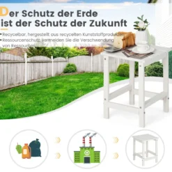 Beistelltisch Witterungsbeständiger HDPE Adirondack Tisch 36 x 36 x 47 cm Schwarz/Braun/Grau/Weiß