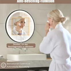 Beleuchteter Badezimmerspiegel mit 3-farbigem LED-Licht & Memory-Funktion & Antibeschlagfunktion