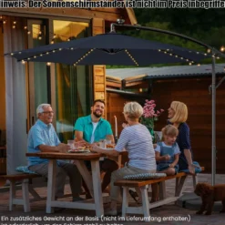 Beleuchteter Sonnenschirm mit 112 LED-Leuchten Solarbetriebener Terrassenschirm Marine
