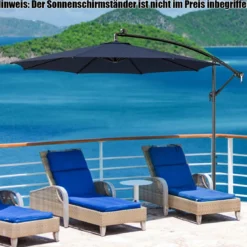 Beleuchteter Sonnenschirm mit 112 LED-Leuchten Solarbetriebener Terrassenschirm Marine