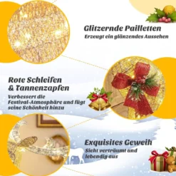 Beleuchtetes Weihnachts-Rentier mit Schlitten Vorbeleuchtete Weihnachtsdekoration 81,5 x 37 x 121,5 cm Golden