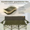 Übergroßer Campingstuhl für 3 Personen zusammenklappbare Stoffcouch mit verstellbaren Armlehnen Grün
