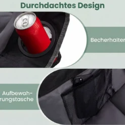Übergroßer Campingstuhl Klappbarer Campingsessel mit Sitzpolster Getränkehalter bis 230 kg Belastbar