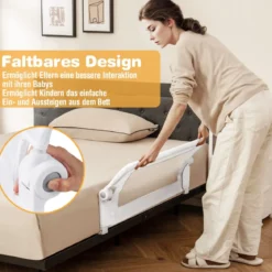 Bettgitter Sicherheitsgitter für Kleinkinder mit weichem Schaumstoff mit Gurt 105 x 40 x 42 cm Weiß