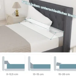 Bett-Lückenfüller Bettkeil mit Seitentasche Keilkissen für das Bett Grau 99 x 25 x 13 cm