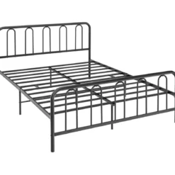 Bettrahmen aus Metall Modernes Plattformbett mit Stauraum 208 x 164 x 101 cm Schwarz