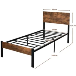 Bettrahmen Stahlrahmen mit Lattenrost 200 x 90 cm Bettgestell mit Kopfteil Design Schwarz & Braun